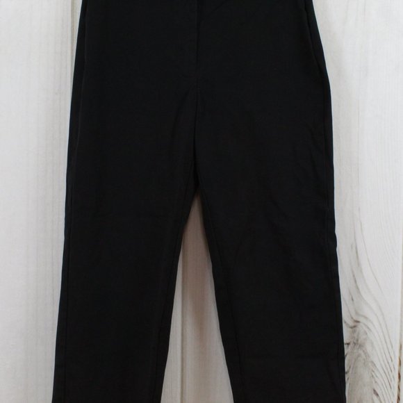LL Bean Black Cotton Blend Regular Fit Cropped Dress Pants Size 6 Reg - Picture 3 of 9